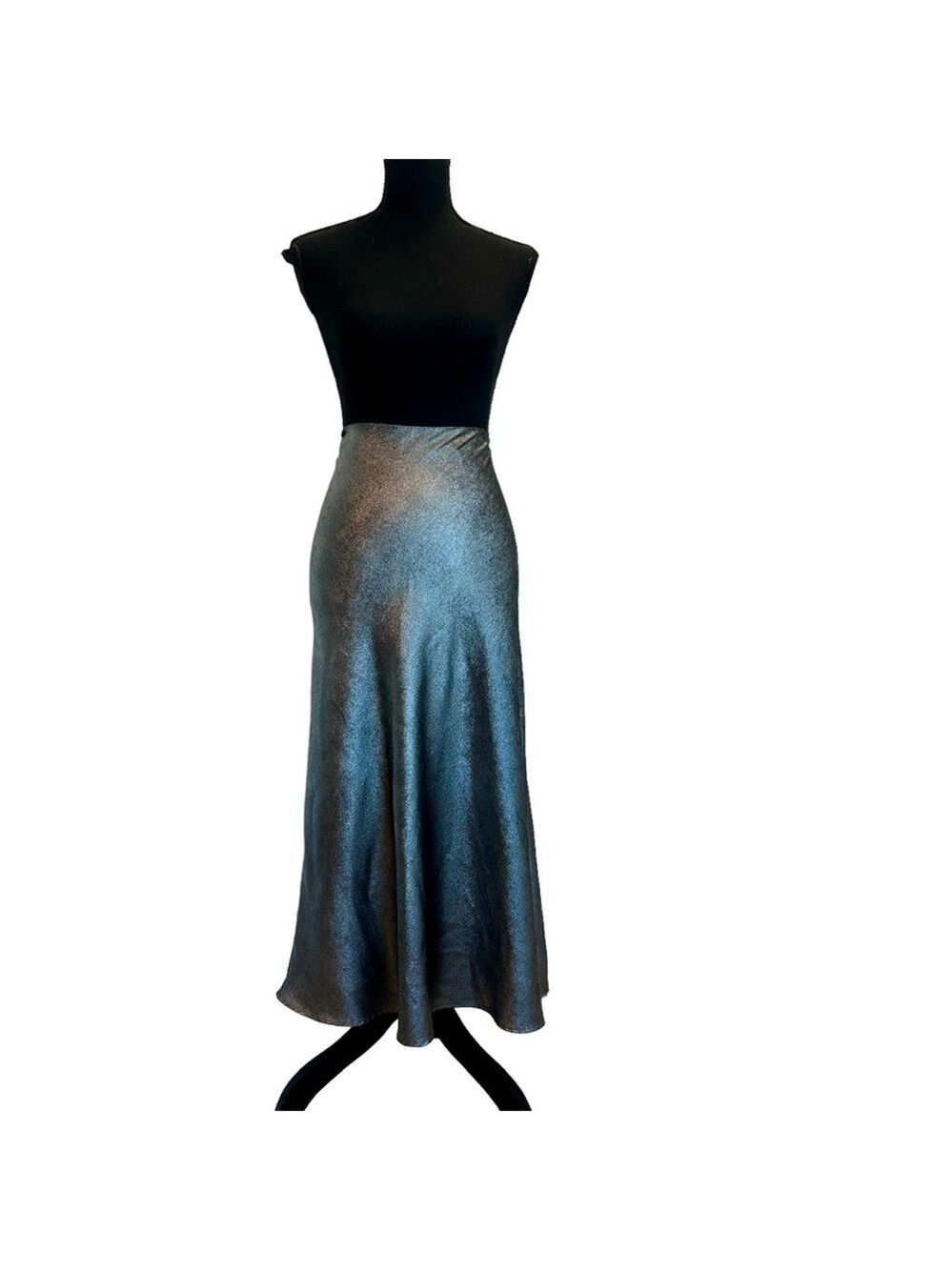 Steve Madden gray metallic silver midi slip skirt NWT